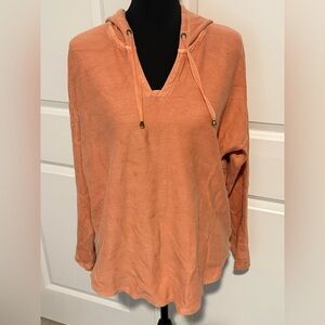 Natural Reflections Peach V-Neck Hoodie with Drawstring